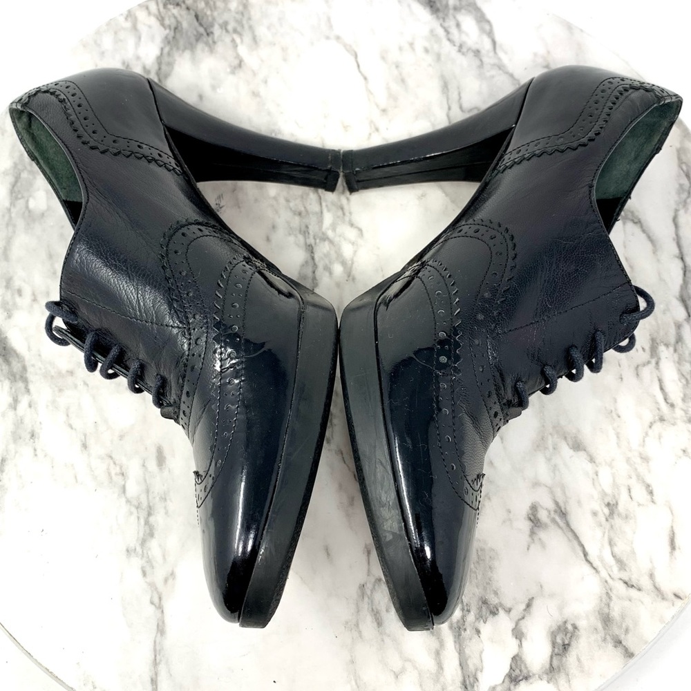 Via Spiga Wingtip Lace Up Leather Oxford 7 Retro Classic Preppy Academia Pinup - Picture 7 of 16